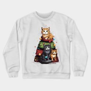 Cat Christmas Tree Crewneck Sweatshirt